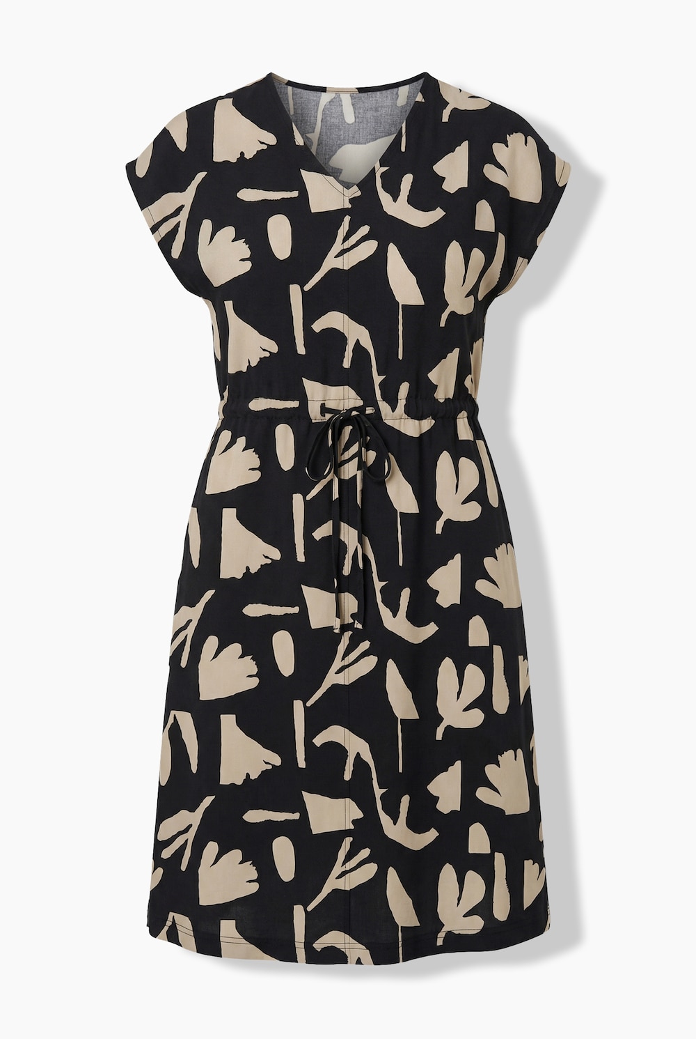 Maxikleid, Blüten, V-Ausschnitt, Halbarm, Biobaumwolle