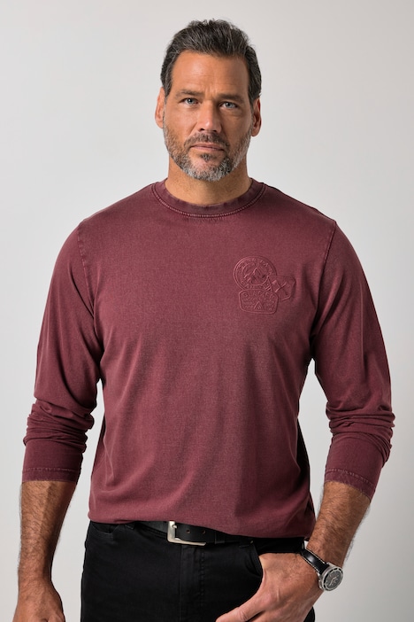T-shirt à manches longues, imprimé sur la poitrine, style vintage, jusqu'à la taille 8 XL