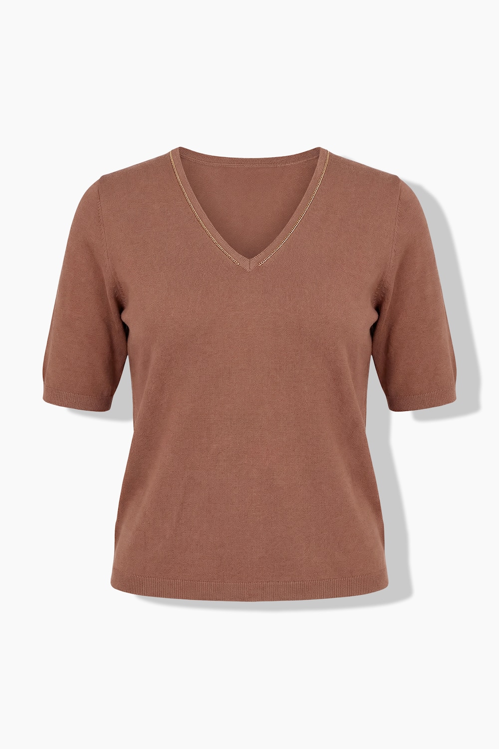 Pullover, Elastiksaum, V-Ausschnitt, Halbarm, Glitter