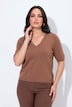 Pullover, Elastiksaum, V-Ausschnitt, Halbarm, Glitter