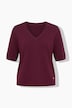 Pullover, Elastiksaum, V-Ausschnitt, Halbarm, Glitter