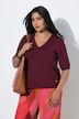 Pullover, Elastiksaum, V-Ausschnitt, Halbarm, Glitter
