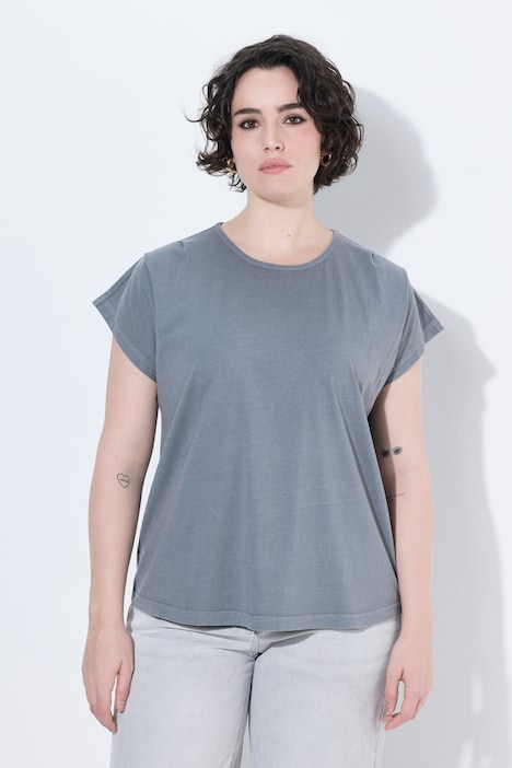 T-Shirt, Zierfalten, Oversized, Rundhals, Cup-Ärmel