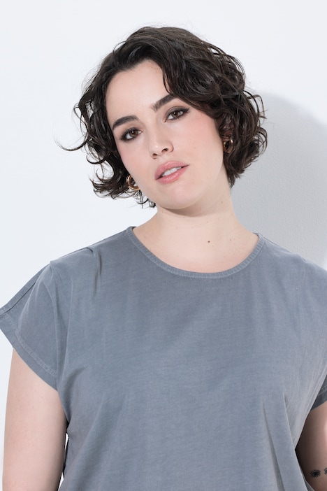 T-Shirt, Zierfalten, Oversized, Rundhals, Cup-Ärmel