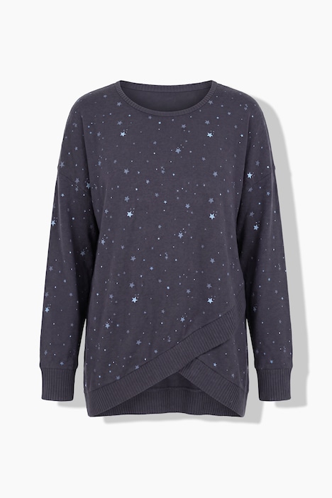 Loungewear-Sweater, Sterne, oversized, Rundhals, Langarm