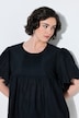 Blusenshirt, Stickerei, Biesen, A-Linie, Rundhals, Halbarm