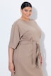 Midi-jurk, oversized, ronde hals, korte mouwen, zakken