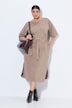 Midi-jurk, oversized, ronde hals, korte mouwen, zakken