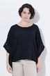Mousseline blouse, kant, oversized, ronde hals, korte mouwen