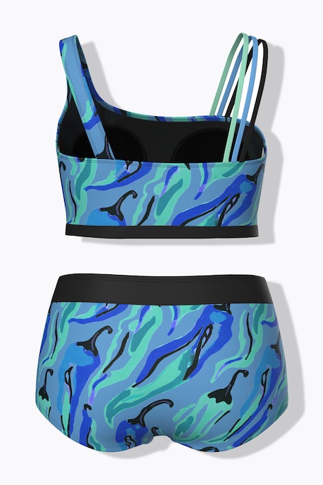 Bikinit, chilikuvio, toppaukset, kolmiosainen olkain, kierrätysmateriaali