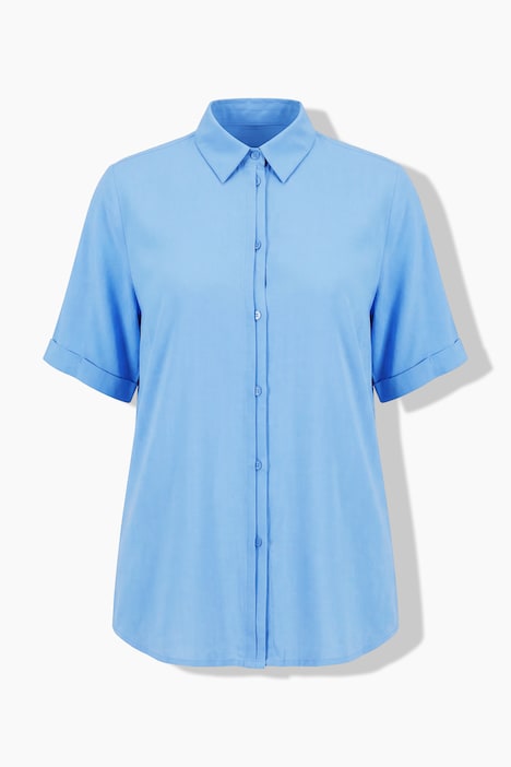Blouse, A-lijn, overhemdkraag, korte mouwen