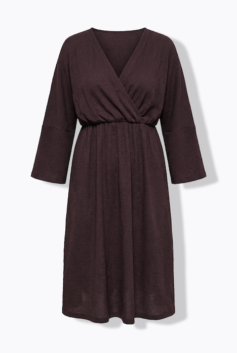 Kleid, Wickeloptik, A-Linie, V-Ausschnitt, 3/4-Arm