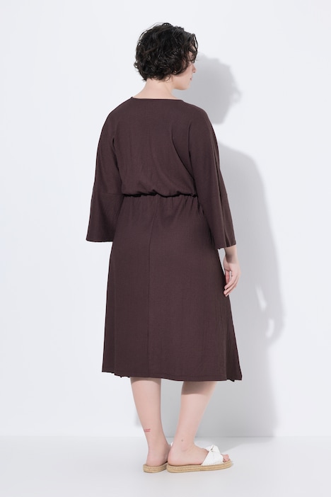 Kleid, Wickeloptik, A-Linie, V-Ausschnitt, 3/4-Arm