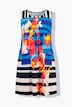 Jersey jurk, patchprint, A-lijn, ronde hals, mouwloos