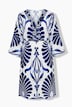 Kleid, Ornamente, Ziersteine, V-Ausschnitt, 3/4-Arm