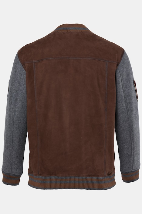 Leder-Collegejacke Bavaria, Leder, Ziegenvelours,  Zipper, bis 7 XLL