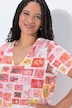 T-shirt, taglio svasato, stampa francobolli, strass