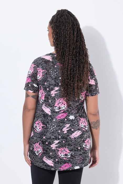 Tiger Print Burnout Jersey Tunic Tee