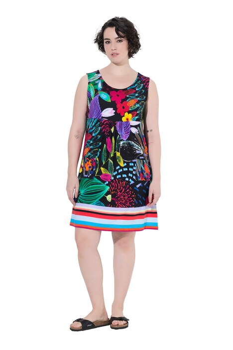 Žerzejové šaty, áčkový střih, kulatý výstřih, bez rukávů, kapsy