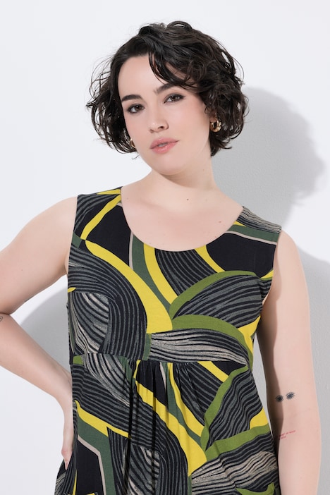 Jerseykleid, A-Linie, Rundhals, ärmellos, Taschen