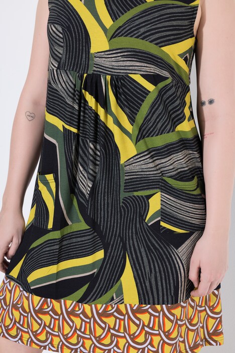 Jerseykleid, A-Linie, Rundhals, ärmellos, Taschen