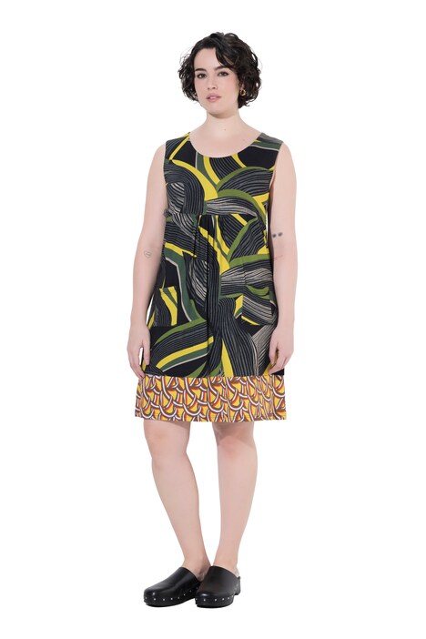 Žerzejové šaty, áčkový střih, kulatý výstřih, bez rukávů, kapsy