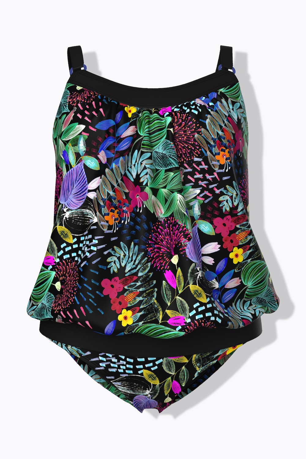 Tankini, Blüten, Softcups, Zierringe, Träger verstellbar