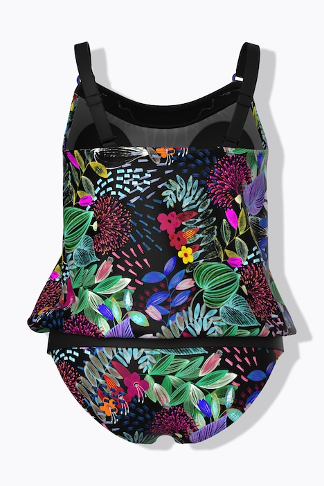 Tankini, Blüten, Softcups, Zierringe, Träger verstellbar