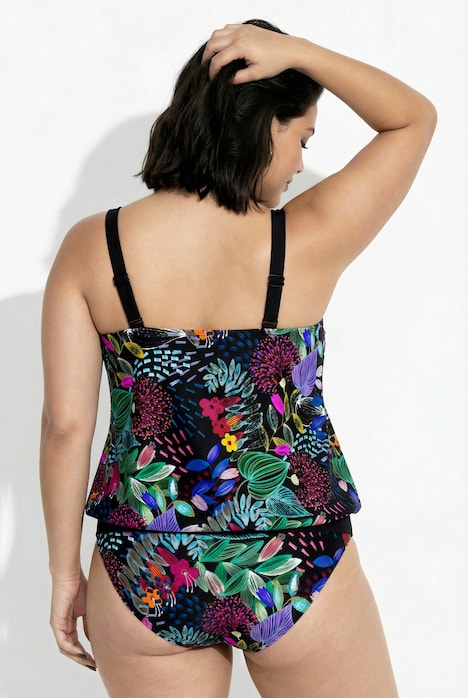 Tankini, Blüten, Softcups, Zierringe, Träger verstellbar