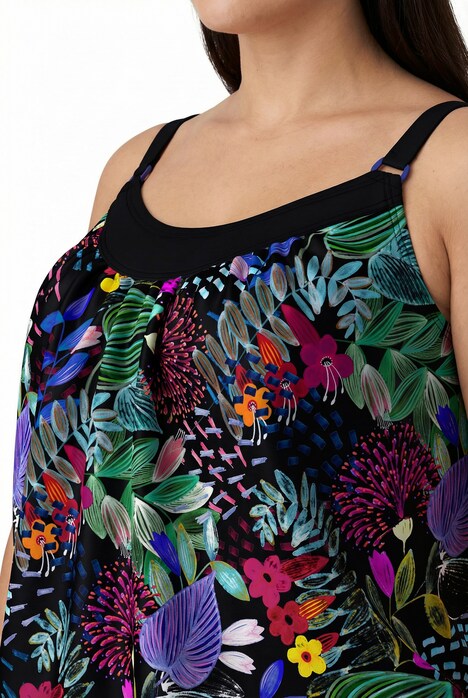 Tankini, Blüten, Softcups, Zierringe, Träger verstellbar