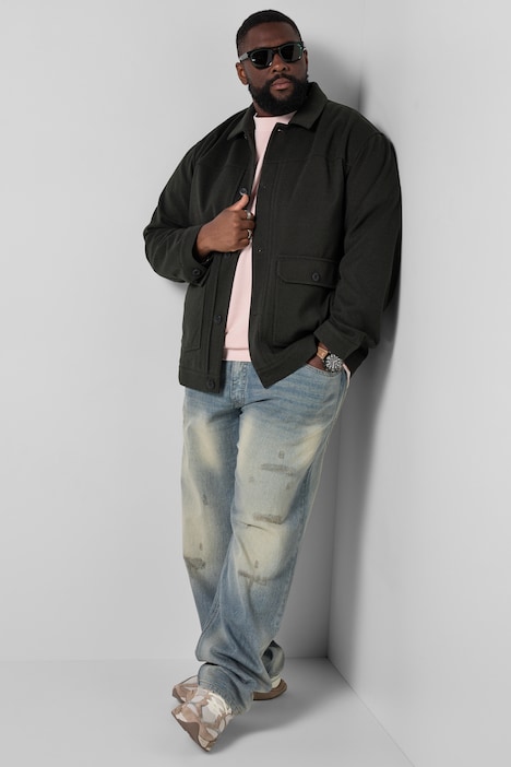 Jacke, Wolloptik, Hemdkragen, aufgesetzte Taschen, bis 7 XL