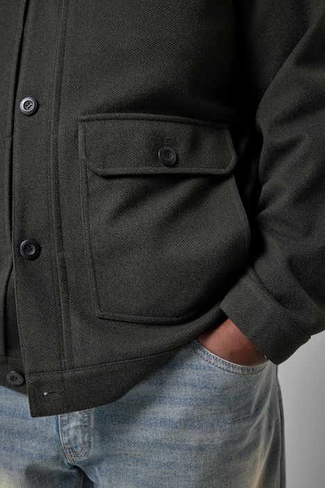 Jacke, Wolloptik, Hemdkragen, aufgesetzte Taschen, bis 7 XL