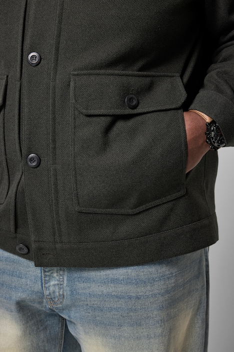 Jacke, Wolloptik, Hemdkragen, aufgesetzte Taschen, bis 7 XL