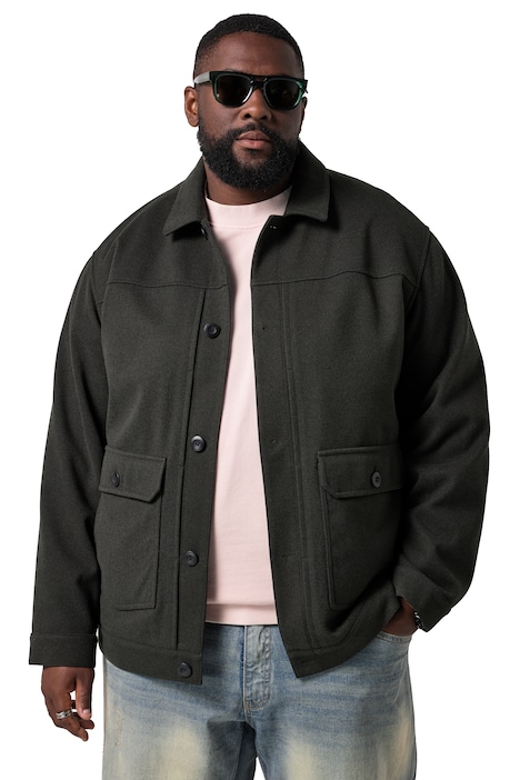 Bunda, vlněný vzhled, košilový límec, našité kapsy, do velikosti 7 XL