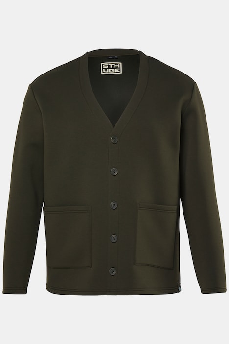 Scuba-Jacke, lässige Passform, V-Ausschnitt, bis 8 XL