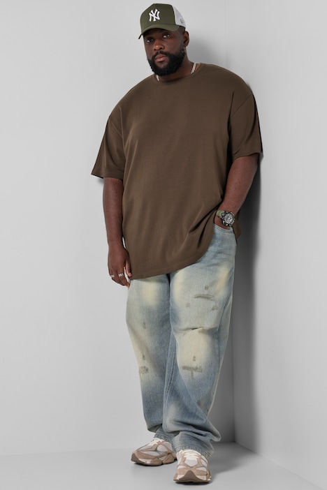 T-Shirt, Halbarm, oversized, Rippjersey, bis 8 XL