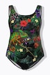 Maillot de bain sans bonnets souples, motif caméléon, décolleté rond