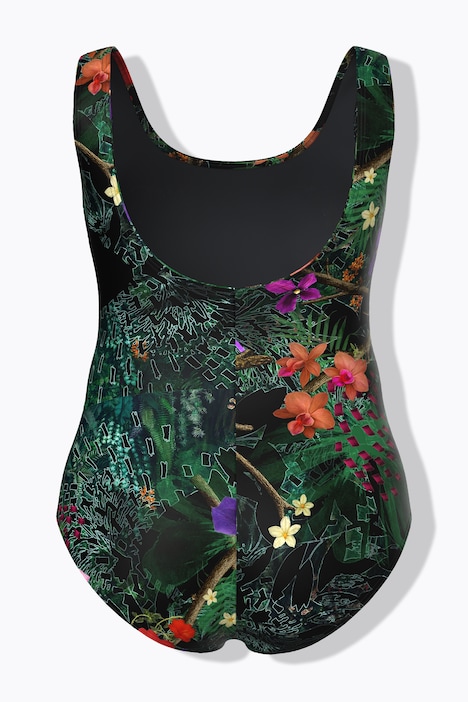 Maillot de bain sans bonnets souples, motif caméléon, décolleté rond