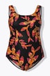 Maillot de bain sans bonnets souples, décolleté rond et motif feuilles