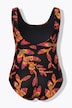 Maillot de bain sans bonnets souples, décolleté rond et motif feuilles