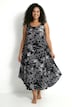 Midikleid, Palmen, A-Linie, Rundhals, ärmellos