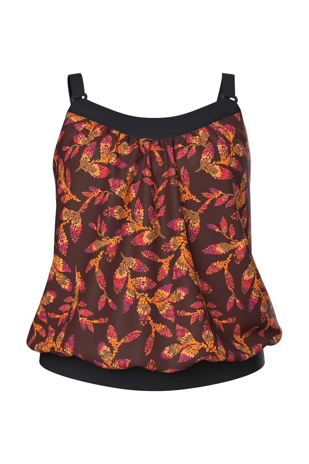 Stora storlekar Tankini med bladmönster, Dam, brun, storlek: 54/56, Polyester/Syntetfibrer/Elastan, Ulla Popken