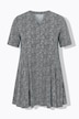T-shirt, wzór w jodełkę, kliny, dekolt tunikowy, krótki rękaw