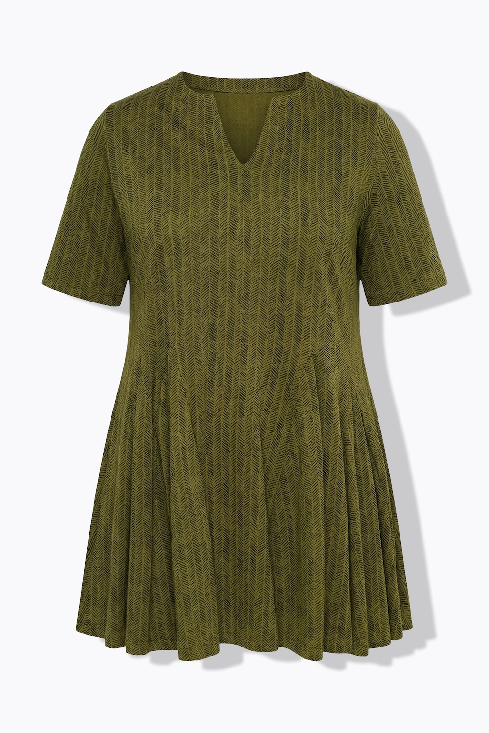 Stora storlekar T-shirt med tunikaringning och kort ärm, Dam, brun, storlek: 46/48, Bomull, Ulla Popken