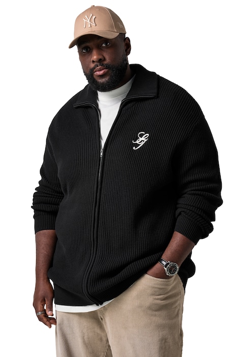 Svetr, oversize, žebrovaný úplet, rolák, zip, až 8 XL