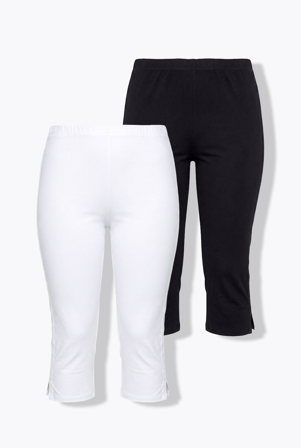 Caprileggings, 2er-Pack, Spitze, Biobaumwolle