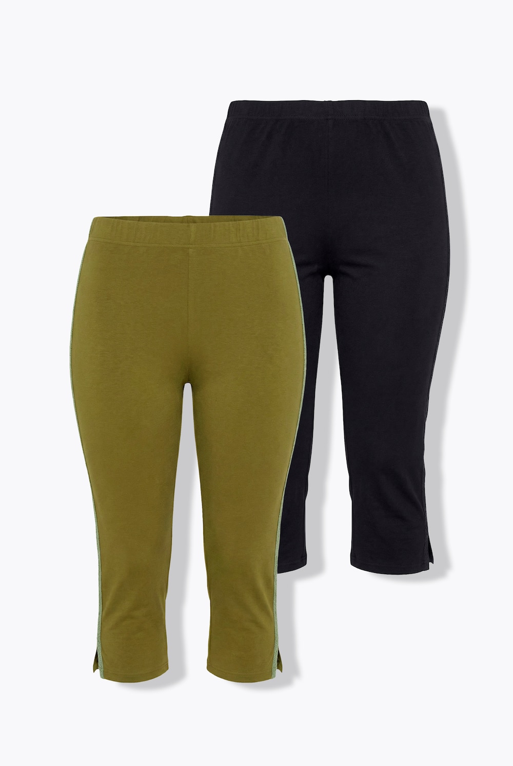 Capri-leggings, 2-pak i økologisk bomuld med blonder