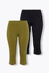 Capri-leggings, 2-pak i økologisk bomuld med blonder
