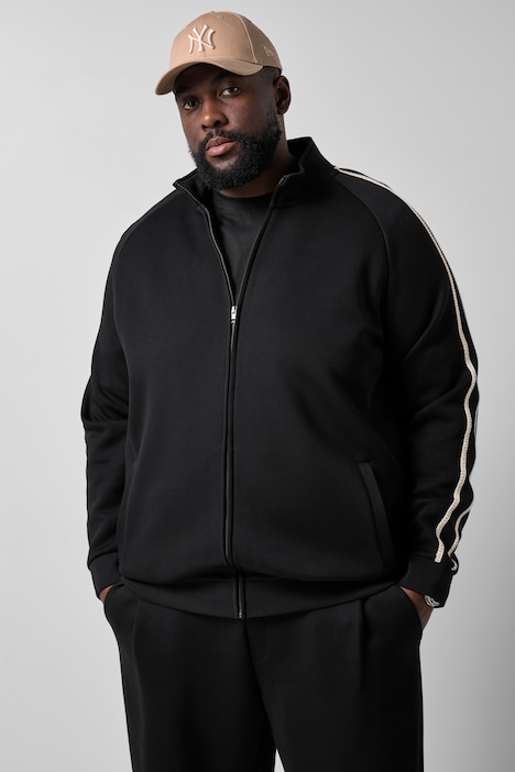 Sweatjacke, lässige Passform, Stehkragen, Chain-Stitch, bis 8 XL