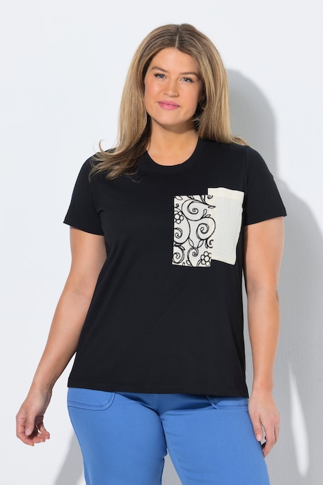 T-Shirt, Brusttaschen, Rundhals, Halbarm, Biobaumwolle